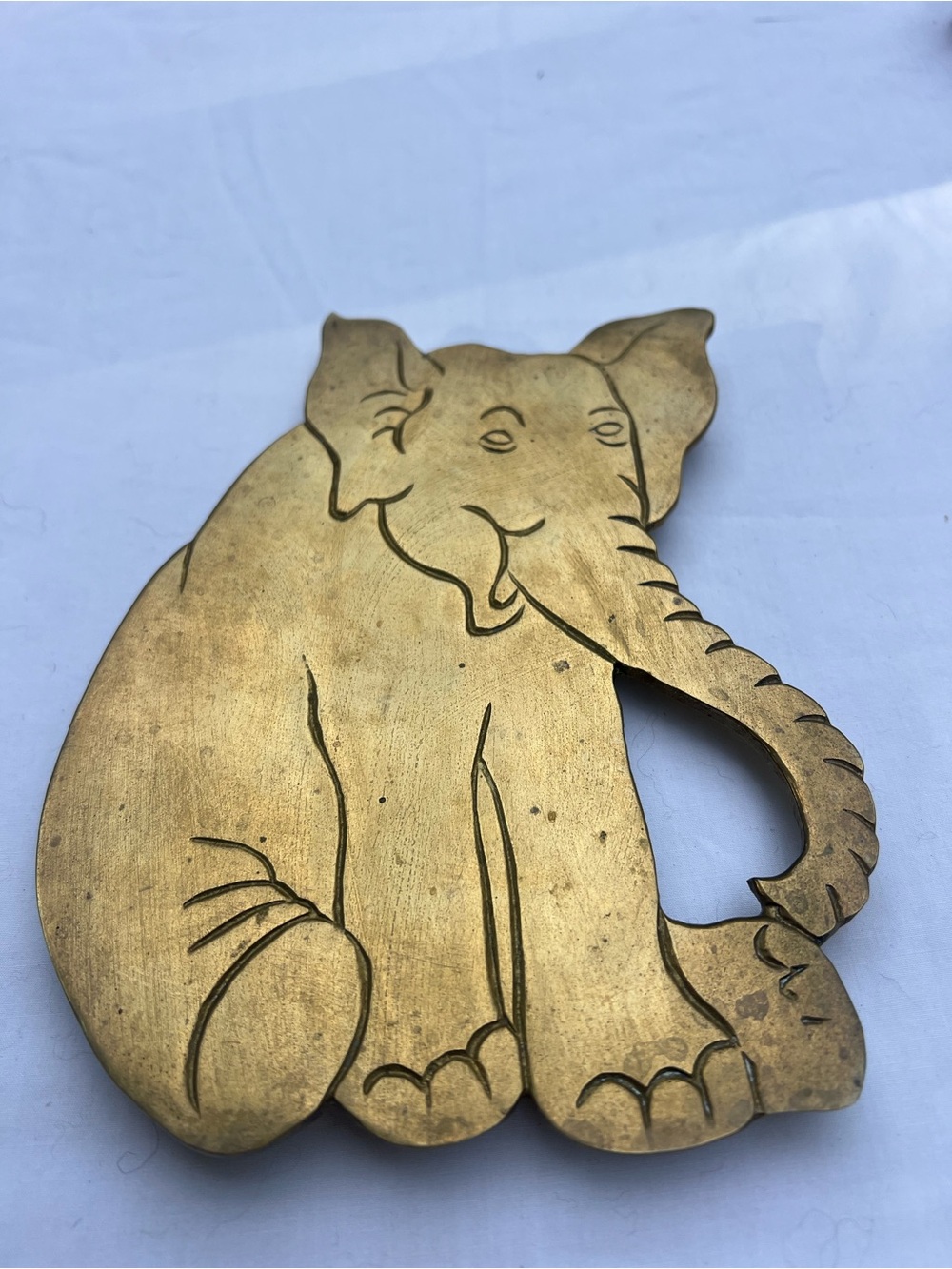 Vintage solid brass elephant trivet
